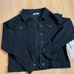 NWT Black distressed Denim Jacket